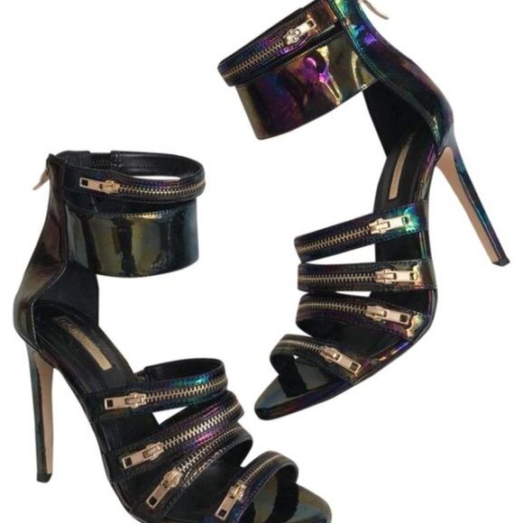 NEW IN BOX BCBGeneration Hologram Black Casey Heels Sandals NEW 6.5 - Picture 5 of 7